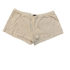 Brandy Melville Tan and White Striped Linen Short